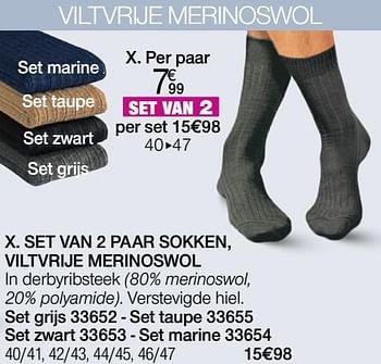 Promoties Set van 2 paar sokken viltvrije merinoswol - Huismerk - Damart - Geldig van 01/02/2022 tot 28/02/2022 bij Damart