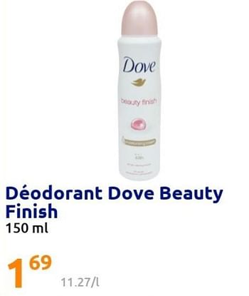 Promotions Déodorant dove beauty finish - Dove - Valide de 09/02/2022 à 15/02/2022 chez Action