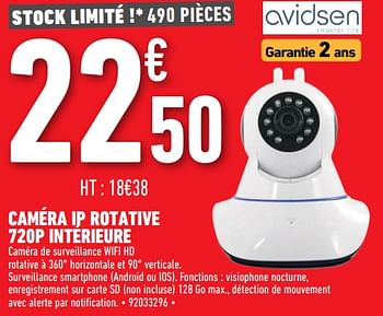 Promoties Avidsen caméra ip rotative 720p intérieure - avidsen - Geldig van 11/02/2022 tot 24/02/2022 bij Brico Cash
