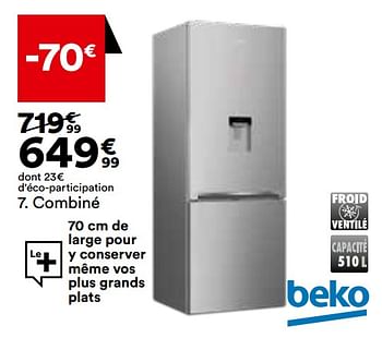 Combiné BEKO BRCNE560K40DSN 510L Gris - Réfrigérateur combiné BUT