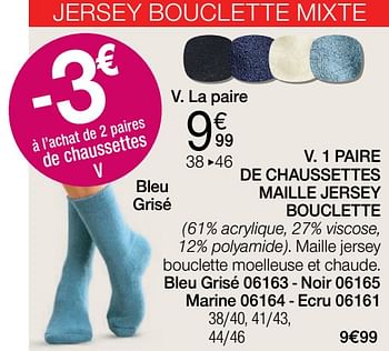 Promoties 1 paire de chaussettes maille jersey bouclette - Huismerk - Damart - Geldig van 01/02/2022 tot 28/02/2022 bij Damart