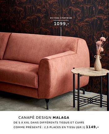 Promotions Canapé design malaga - Produit Maison - Xooon - Valide de 10/02/2022 à 23/03/2022 chez Xooon
