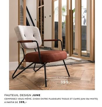 Promotions Fauteuil design june - Produit Maison - Xooon - Valide de 10/02/2022 à 23/03/2022 chez Xooon