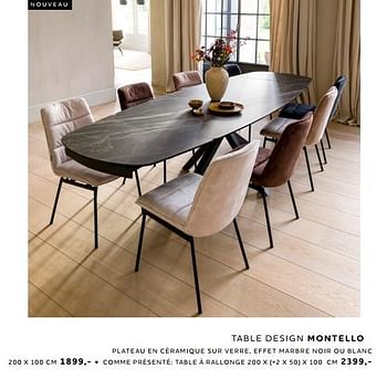 Promotions Table design montello - Produit Maison - Xooon - Valide de 10/02/2022 à 23/03/2022 chez Xooon