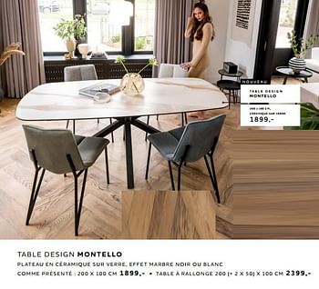 Promotions Table design montello - Produit Maison - Xooon - Valide de 10/02/2022 à 23/03/2022 chez Xooon
