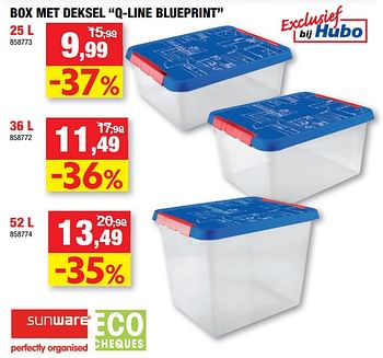 Promoties Box met deksel q-line blueprint - Sunware - Geldig van 16/02/2022 tot 20/02/2022 bij Hubo