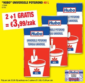 Promoties Hubo universele potgrond - Huismerk - Hubo  - Geldig van 16/02/2022 tot 20/02/2022 bij Hubo