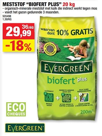 Promoties Meststof biofert plus - Evergreen - Geldig van 16/02/2022 tot 20/02/2022 bij Hubo