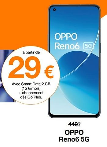 Promoties Oppo reno6 5g - Oppo - Geldig van 15/02/2022 tot 24/02/2022 bij Orange