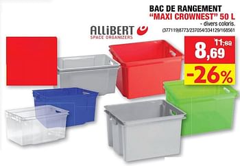 Promotions Bac de rangement maxi crownest - Allibert - Valide de 16/02/2022 à 20/02/2022 chez Hubo