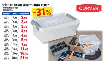 Promotions Boîte de rangement handy plus - Curver - Valide de 16/02/2022 à 20/02/2022 chez Hubo