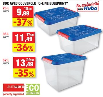 Promotions Box avec couvercle q-line blueprint - Sunware - Valide de 16/02/2022 à 20/02/2022 chez Hubo