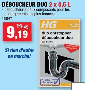 Promotions Déboucheur duo - HG - Valide de 16/02/2022 à 20/02/2022 chez Hubo