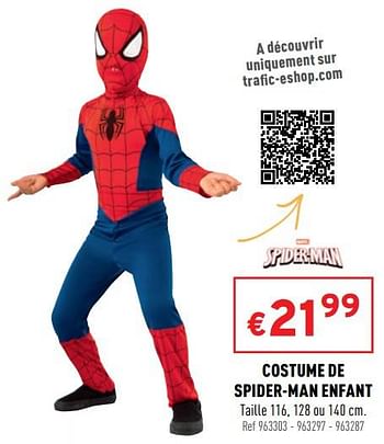 Promotions Costume de spider-man enfant - Produit maison - Trafic  - Valide de 16/02/2022 à 20/02/2022 chez Trafic