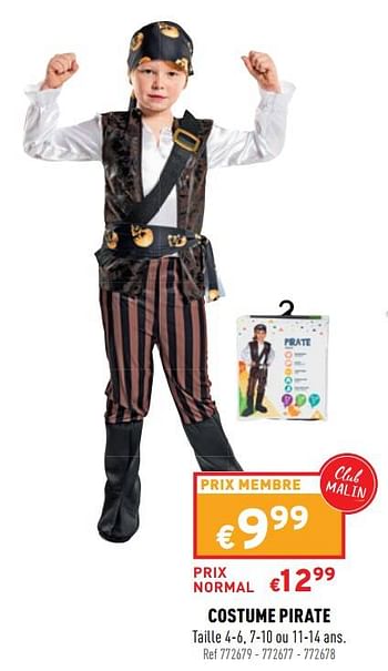 Promoties Costume pirate - Huismerk - Trafic  - Geldig van 16/02/2022 tot 20/02/2022 bij Trafic