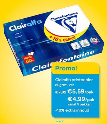 Promoties Clairalfa printpapier - Clairefontaine - Geldig van 01/03/2022 tot 30/04/2022 bij Ava