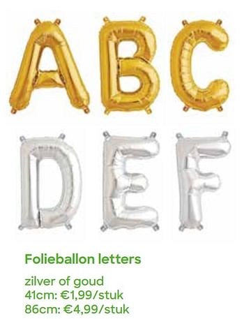 Promoties Folieballon letters - Huismerk - Ava - Geldig van 01/03/2022 tot 30/04/2022 bij Ava