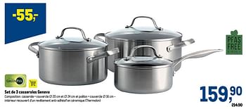 Promotions Set de 3 casseroles geneva - Greenpan - Valide de 23/02/2022 à 08/03/2022 chez Makro