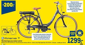 Promotions Vélo électrique avec moteur central - Minerva - Valide de 23/02/2022 à 08/03/2022 chez Makro
