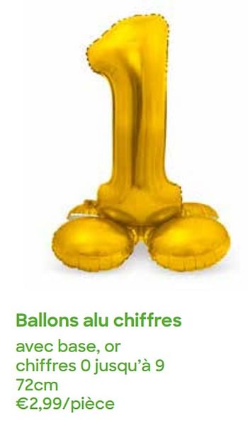 Promotions Ballons alu chiffres - Produit Maison - Ava - Valide de 01/03/2022 à 30/04/2022 chez Ava