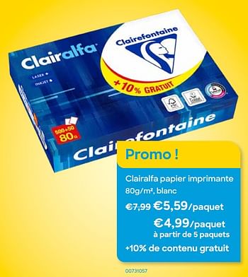 Promotions Clairalfa papier imprimante - Clairefontaine - Valide de 01/03/2022 à 30/04/2022 chez Ava