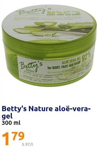 Promoties Betty`s nature aloë-vera- gel - Betty's Nature - Geldig van 16/02/2022 tot 22/02/2022 bij Action