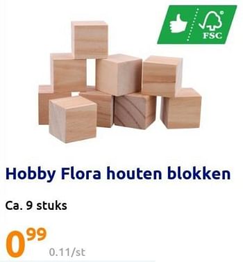 Huismerk - flora houten blokken - Promotie bij Action