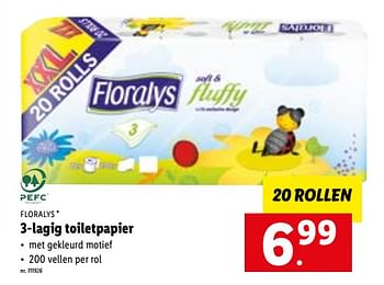 Promoties 3-lagig toiletpapier - Floralys - Geldig van 28/02/2022 tot 06/03/2022 bij Lidl