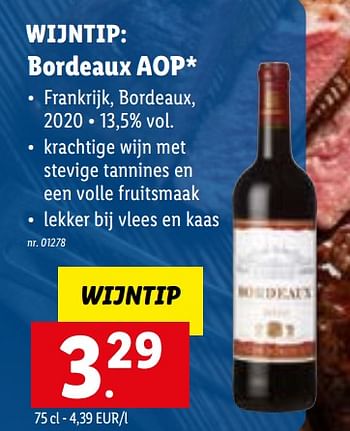 Promoties Bordeaux aop - Rode wijnen - Geldig van 28/02/2022 tot 06/03/2022 bij Lidl
