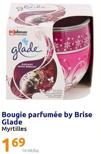 Promotions Bougie parfumée by brise glade - Glade - Valide de 16/02/2022 à 22/02/2022 chez Action