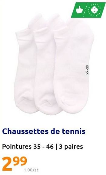 Promotions Chaussettes de tennis - Produit Maison - Action - Valide de 16/02/2022 à 22/02/2022 chez Action