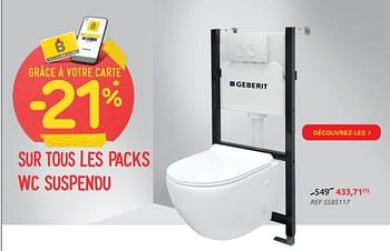 Promotions Pack wc suspendu design - Geberit - Valide de 23/02/2022 à 14/03/2022 chez Brico