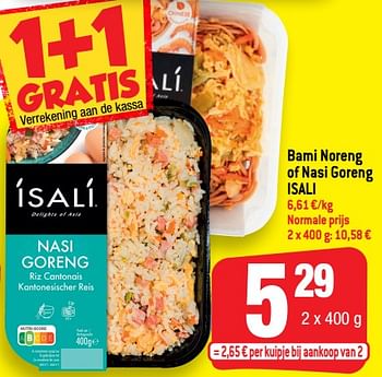 Promoties Bami noreng of nasi goreng isali - Isali - Geldig van 23/02/2022 tot 01/03/2022 bij Smatch