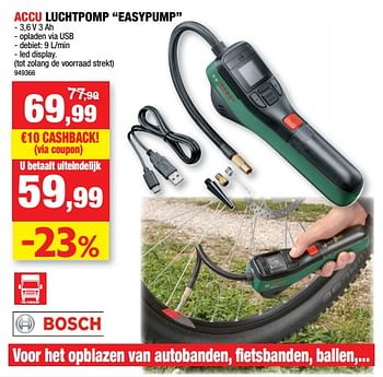 Promoties Bosch accu luchtpomp easypump - Bosch - Geldig van 23/02/2022 tot 06/03/2022 bij Hubo