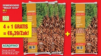Promoties Dennenschors mulch 10-40 - Agrofino - Geldig van 23/02/2022 tot 06/03/2022 bij Hubo