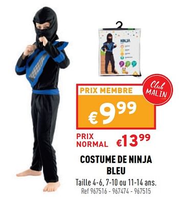 Promoties Costume de ninja bleu - Huismerk - Trafic  - Geldig van 23/02/2022 tot 27/02/2022 bij Trafic
