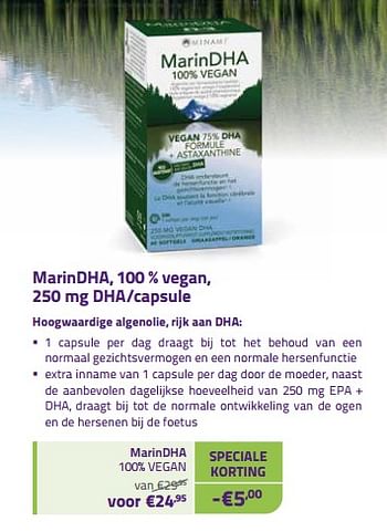 Promoties Marindha, 100 % vegan, 250 mg dha-capsule - Minami Nutrition - Geldig van 28/02/2022 tot 31/03/2022 bij Mannavita
