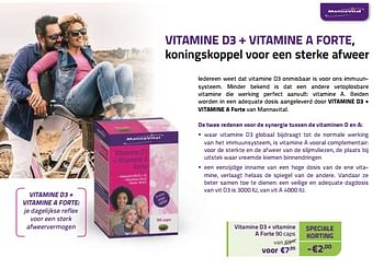 Promoties Vitamine d3 + vitamine a forte, - Mannavital - Geldig van 28/02/2022 tot 31/03/2022 bij Mannavita