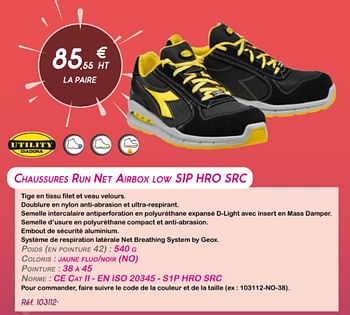 Promotions Chaussures run net airbox low sip hro src - Utility Diadora - Valide de 21/02/2022 à 02/04/2022 chez Master Pro