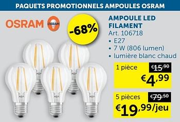 Promotions Ampoule led filament - Osram - Valide de 01/03/2022 à 28/03/2022 chez Zelfbouwmarkt