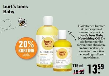 Promoties Burt’s bees baby nourishing oil - Burt`s bees - Geldig van 23/02/2022 tot 12/03/2022 bij De Online Drogist