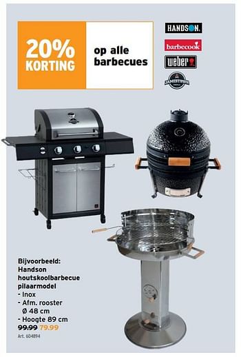 Promoties Handson houtskoolbarbecue pilaarmodel - Handson - Geldig van 02/03/2022 tot 15/03/2022 bij Gamma