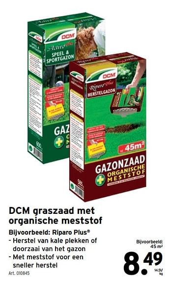 Promoties Dcm graszaad met organische meststof riparo plus - DCM - Geldig van 02/03/2022 tot 15/03/2022 bij Gamma