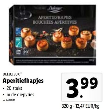 Promoties Aperitiefhapjes - Delicieux - Geldig van 07/03/2022 tot 12/03/2022 bij Lidl
