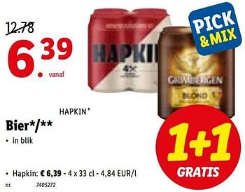 Promoties Bier Hapkin - Hapkin - Geldig van 07/03/2022 tot 12/03/2022 bij Lidl