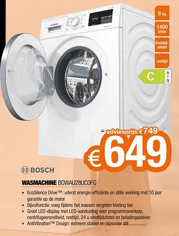 Promotions Bosch wasmachine bowau28uc0fg - Bosch - Valide de 25/02/2022 à 31/03/2022 chez Expert