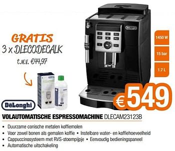 Promoties Delonghi volautomatische espressomachine dlecam23123b - Delonghi - Geldig van 25/02/2022 tot 31/03/2022 bij Expert