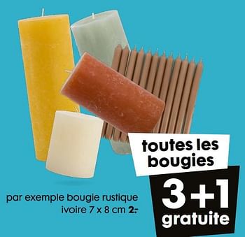 Promotions Bougie rustique ivoire - Produit maison - Hema - Valide de 02/03/2022 à 08/03/2022 chez Hema