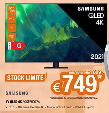 Promotions Samsung tv qled 4k sqqe55q77a - Samsung - Valide de 25/02/2022 à 31/03/2022 chez Expert