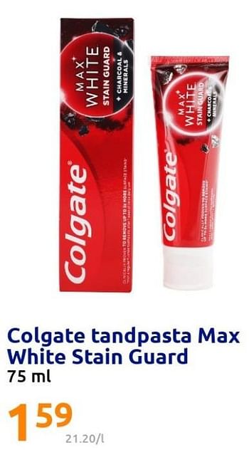 Promoties Colgate tandpasta max white stain guard - Colgate - Geldig van 02/03/2022 tot 08/03/2022 bij Action